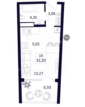 Миниатюра 21, Апартаменты в бизнес-комплексе, 32 м², Крым Республика, Коктебель п.г.т., Арматлукская ул., д.2, к.8
