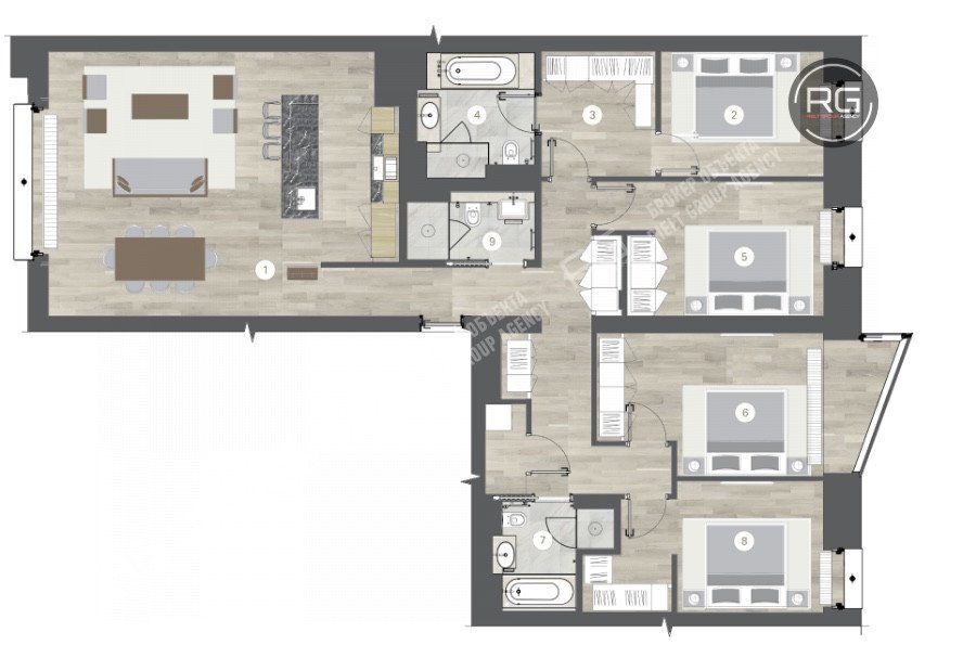   Квартира 152м2 с 4 спальнями, 152 кв.м. 