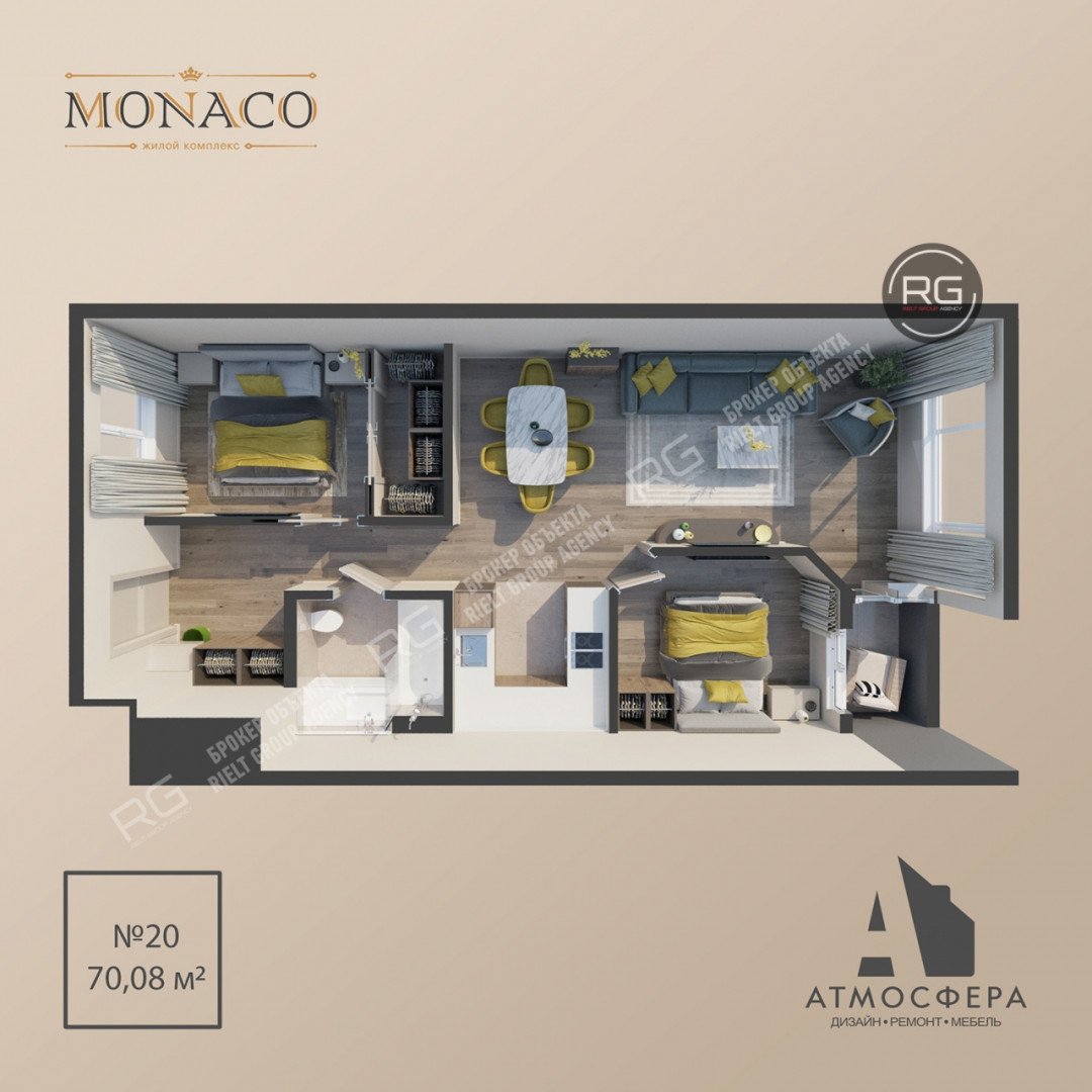 Миниатюра 5, Квартира в ЖК бизнес-класса, 71 м², Крым Республика, Ялта г., Восход п.г.т., Наташинская ул., д.1